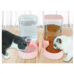 GENERICO - Bebedero Automático Anticaída Grande + Comedero Rosa