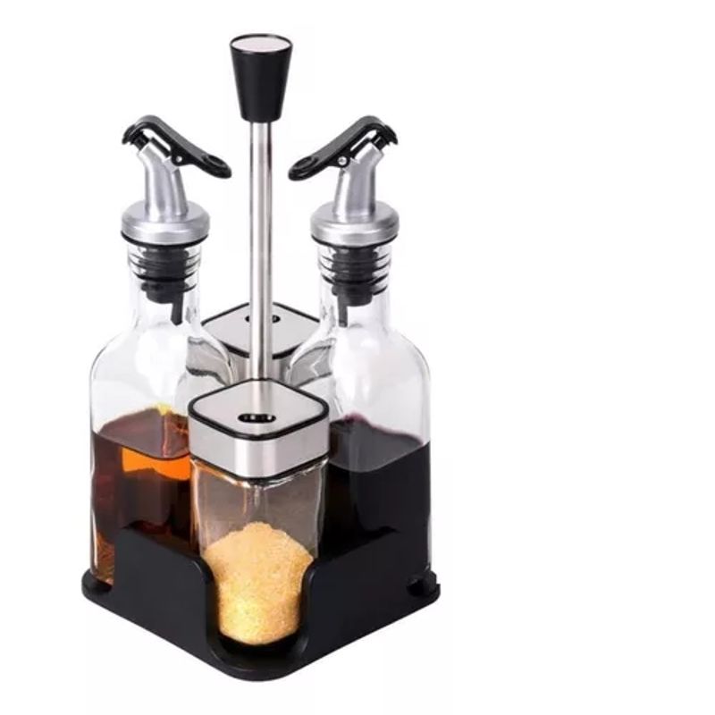 GENERICO - Set Alcuza Dispensador 4 Piezas Vidrio 100 Ml.