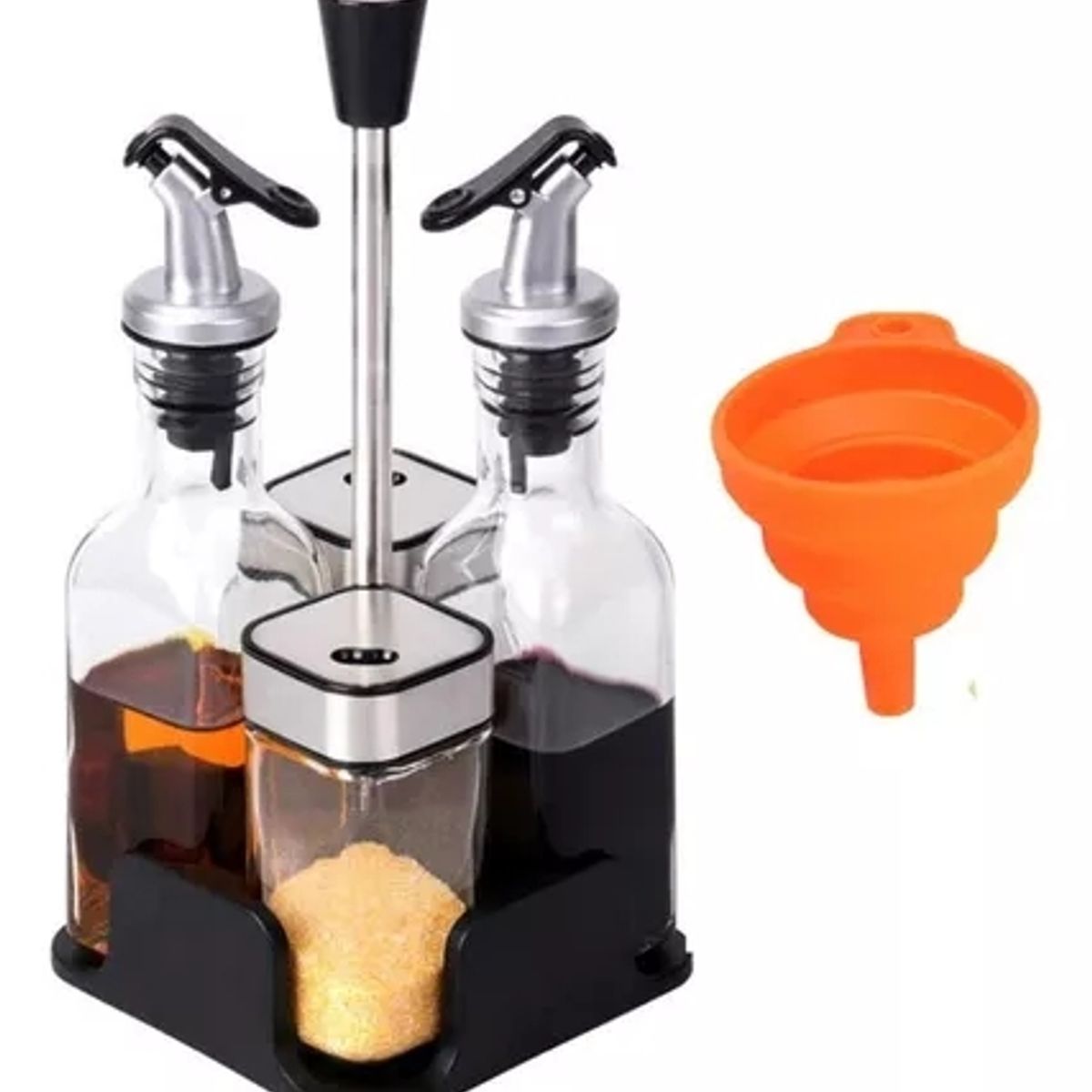 GENERICO - Set Alcuza Dispensador 4 Piezas Vidrio 100 Ml.