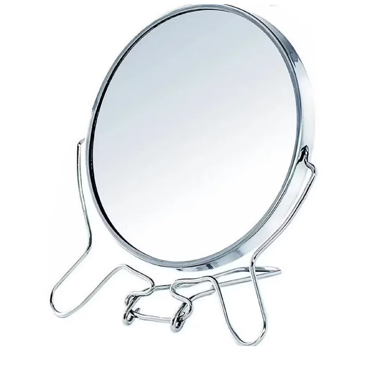 GENERICO - Espejo Redondo Doble Cara Aumento Normal Base Metal 4pulgada