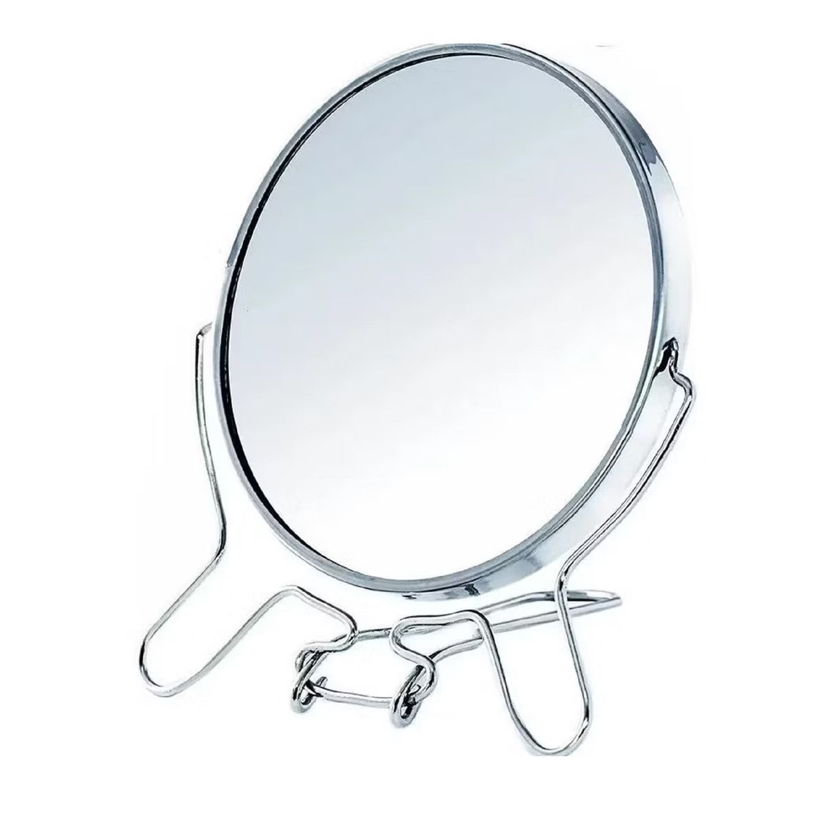 GENERICO - Espejo Redondo Doble Cara Aumento Normal Base Metal 4pulgada