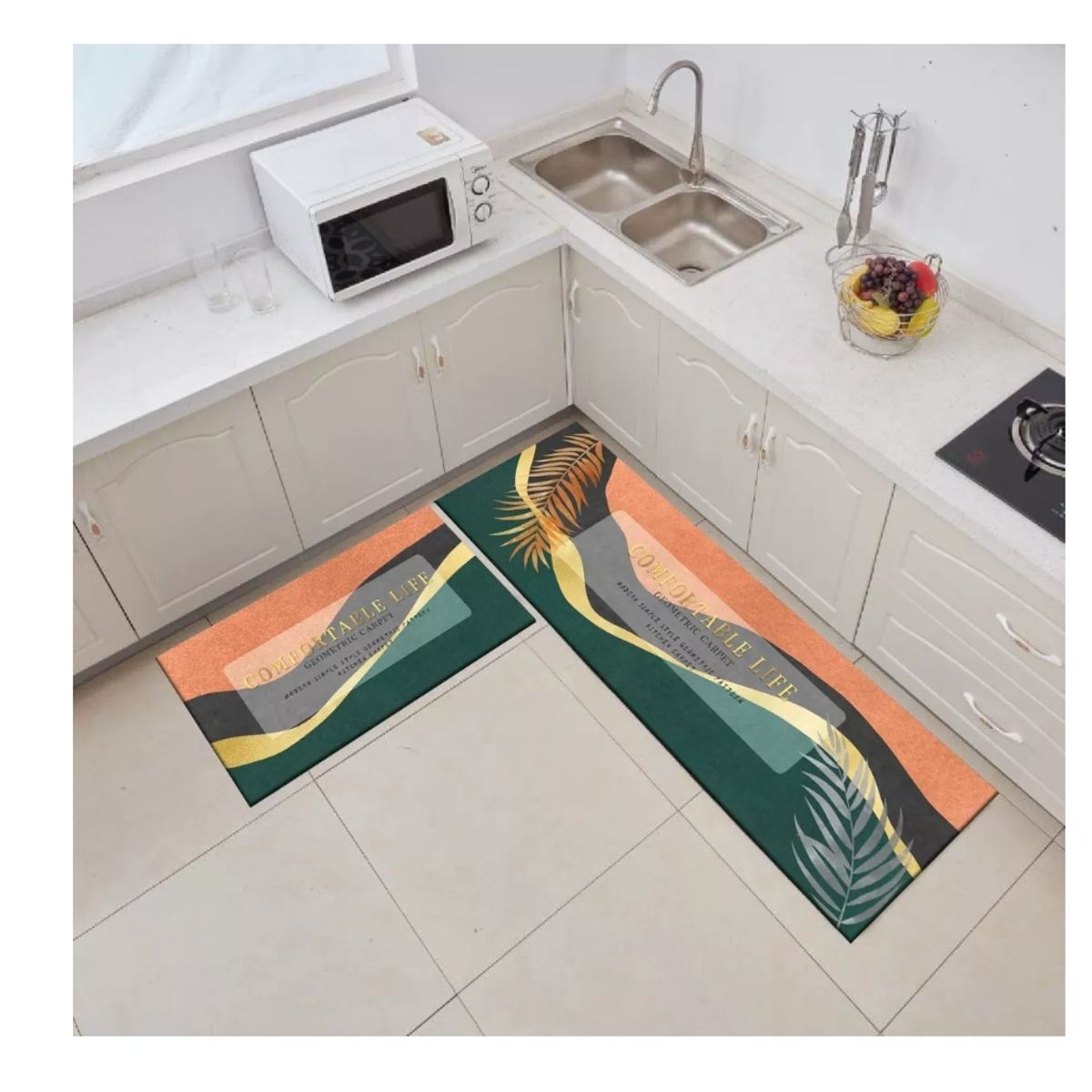 GENERICO - Alfombra Para Cocina Piso Entrada Baño Antideslizante Juego2