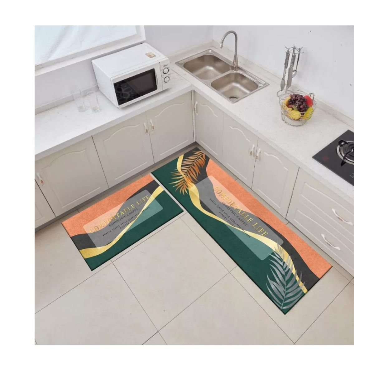 GENERICO - Alfombra Para Cocina Piso Entrada Baño Antideslizante Juego2