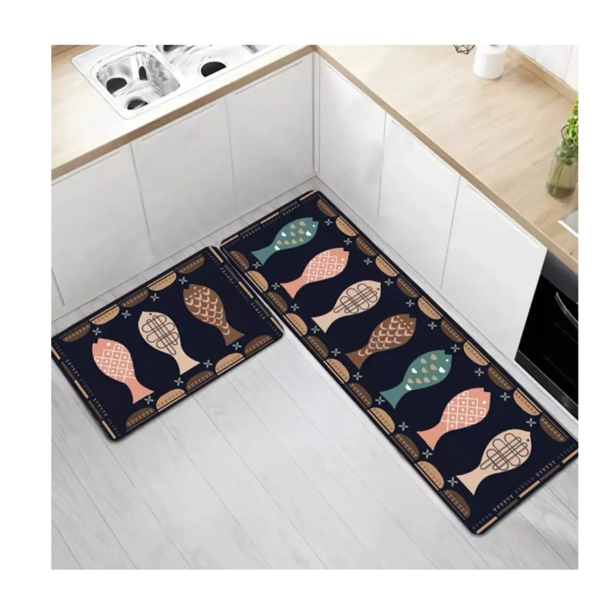 GENERICO - Alfombra Para Cocina Piso Entrada Baño Antideslizante Juego2