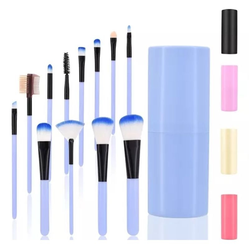 GENERICO - Set 12 Brochas Maquillaje Profesional Cepillos Color Celeste