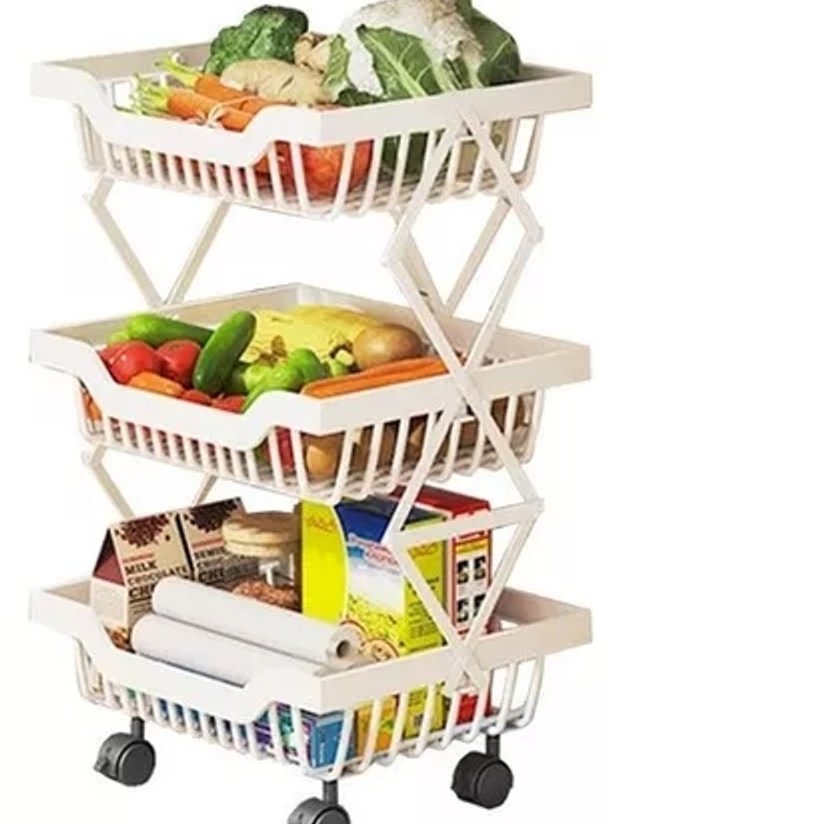 GENERICO - Estante Plegable Organizador Verdulero Frutero Metal 3 Pisos