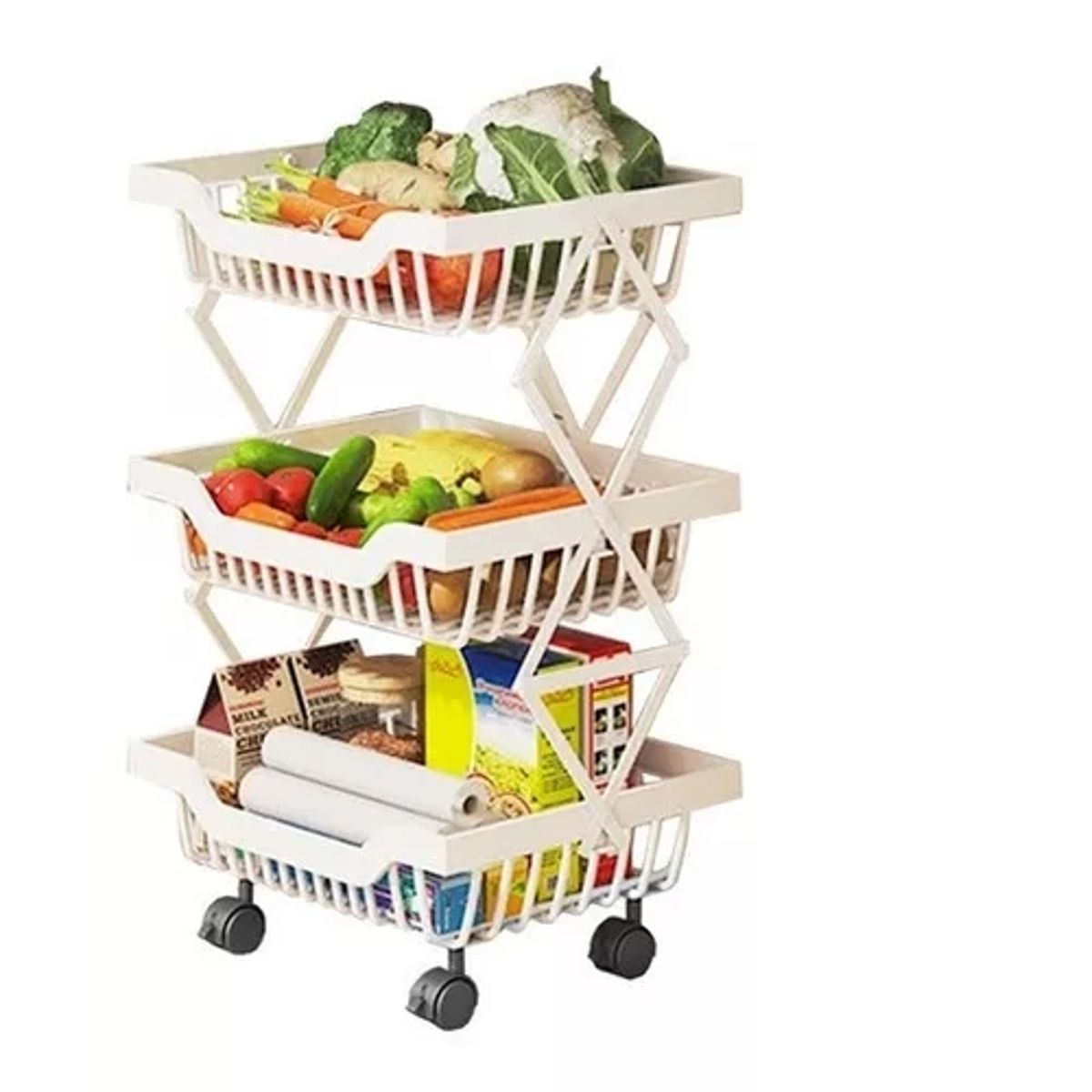 GENERICO - Estante Plegable Organizador Verdulero Frutero Metal 3 Pisos