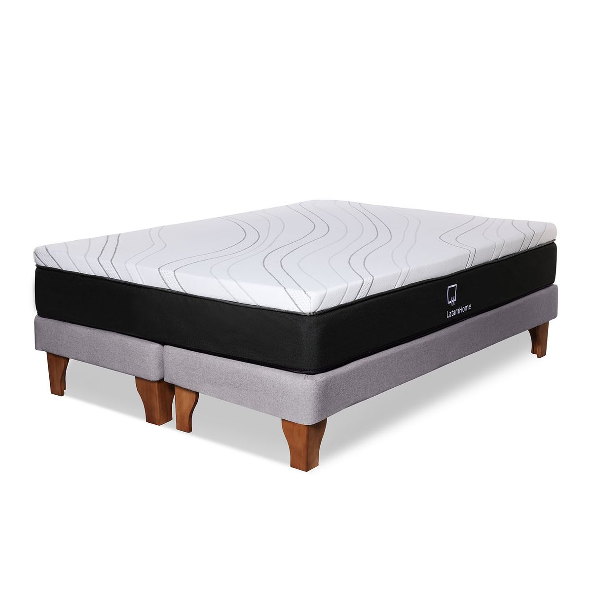 LATAM HOME - CAMA ZEN TOP FOAM HYBRID LINO GRIS CLARO 2PZA