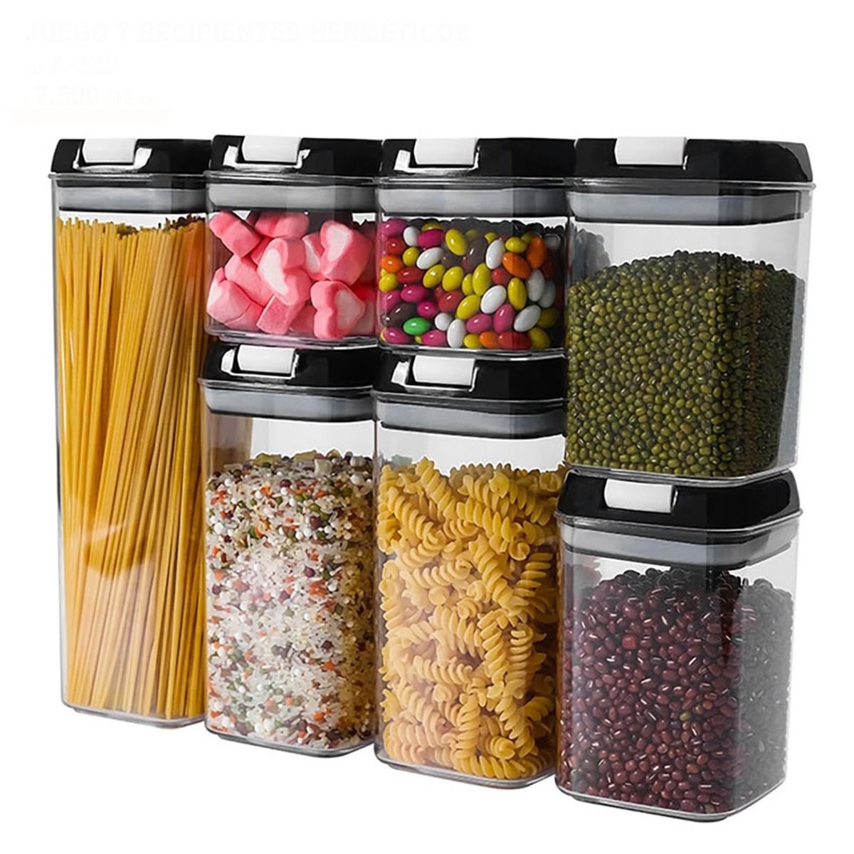 GENERICO - Set de 7 contenedores almacenamiento para alimentos