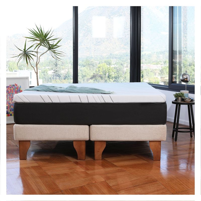 LATAM HOME - CAMA ZEN TOP FOAM HYBRID LINO GRIS CLARO KING
