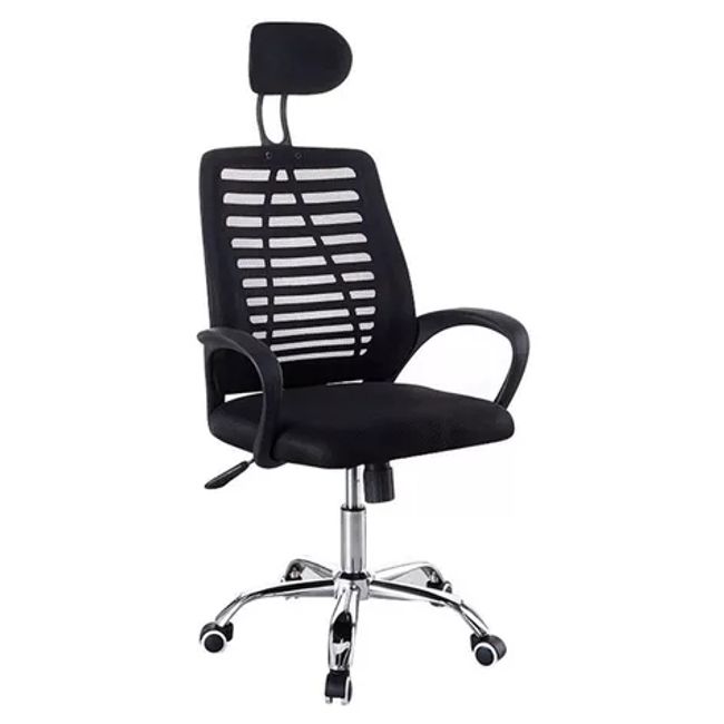 GENERICO - Silla Escritorio Negra Apoyabrazo Malla Ergonómica