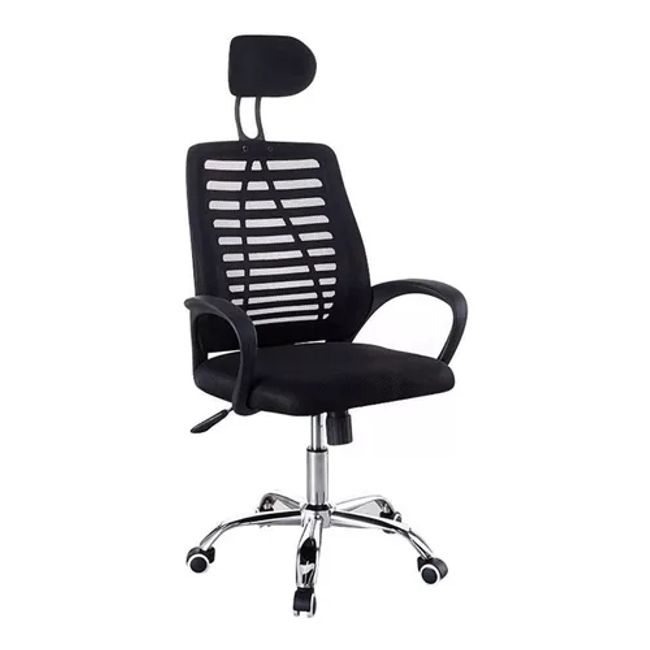 GENERICO - Silla Escritorio Negra Apoyabrazo Malla Ergonómica
