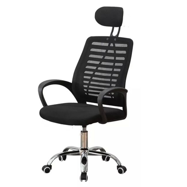 GENERICO - Silla Escritorio Negra Apoyabrazo Malla Ergonómica