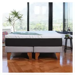 LATAM HOME - CAMA ZEN TOP FOAM HYBRID LINO GRIS CLARO SUPER KING