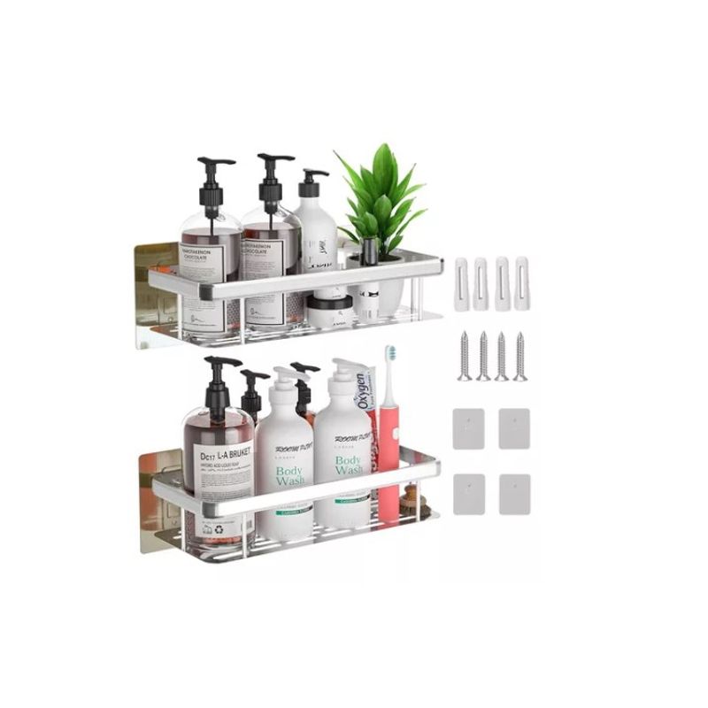 GENERICO - Organizador De Ducha Set X2 Repisa Baño Adhesivo