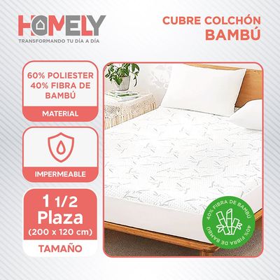 Imagen 2 del producto Cubre Colchon Bambu Cobertor Impermeable 1 1/2 plazas