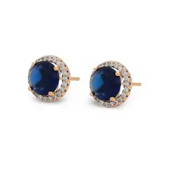 MATTEO - Aros Dominga azul Bañado en oro