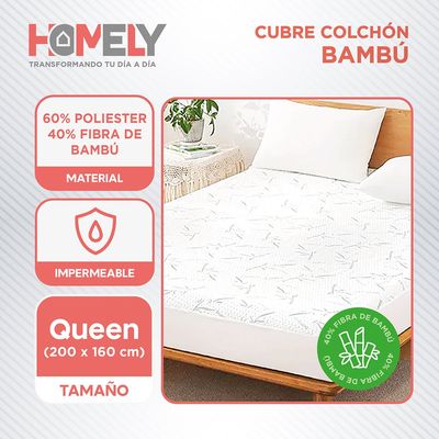 Imagen 2 del producto Cubre Colchon Bambu Cobertor Impermeable Queen