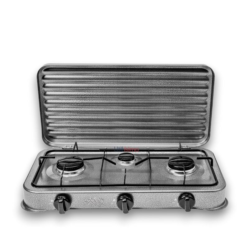 UTILISIMO - Cocinilla Encimera a Gas Licuado 3 Platos Gris