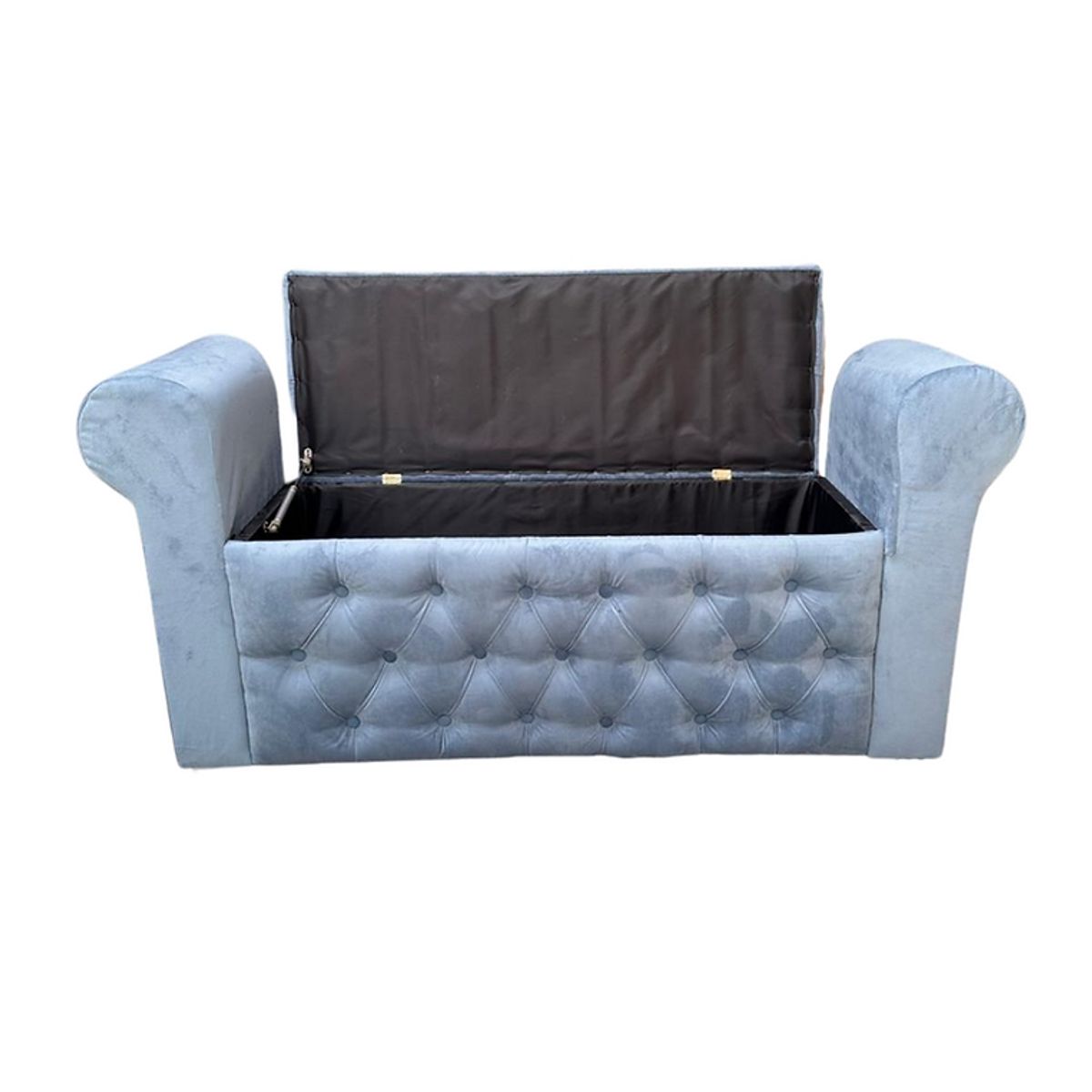 MUEBLES HVM - Baul Capitone con Brazos Gris Felpa