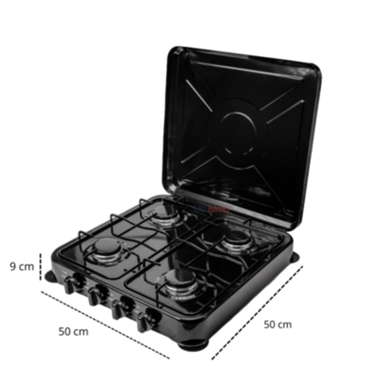 UTILISIMO - Cocinilla Encimera a Gas Licuado 4 Platos Negra + KIT de instalación