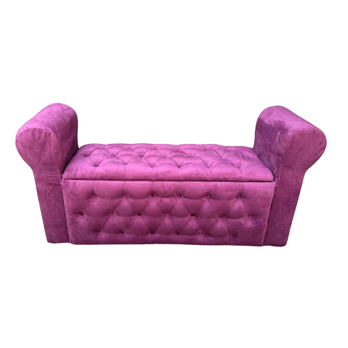 MUEBLES HVM - Baul Capitone con Brazos Morada Felpa