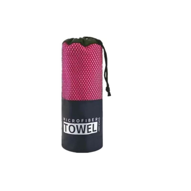 GENERICO - Toalla Baño Viaje De Microfibra Secado Rápido + Bolso Fucsia
