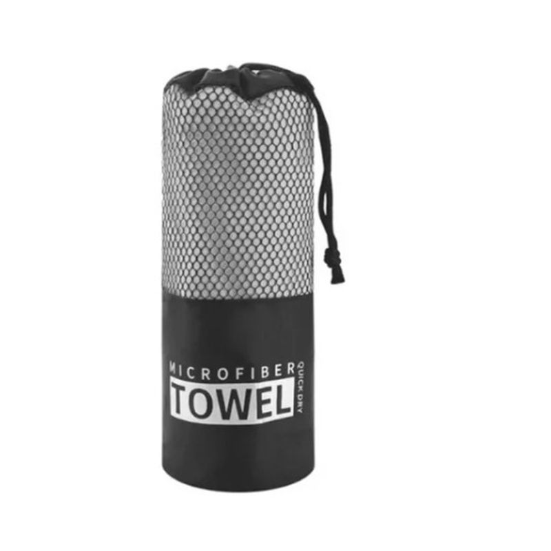 GENERICO - Toalla Baño Viaje De Microfibra Secado Rápido + Bolso Gris