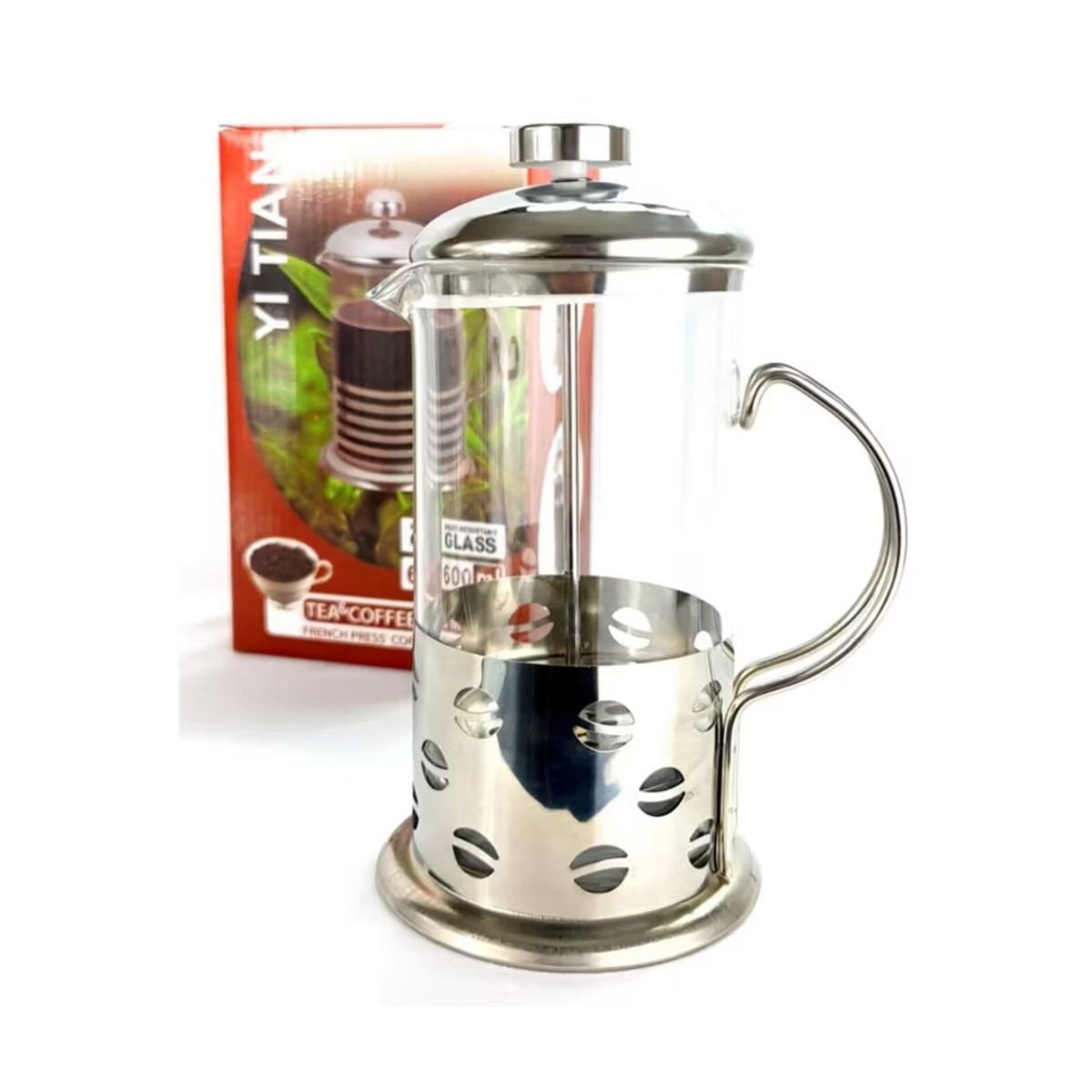 GENERICO - Tetera Cafetera Francesa Vidrio 600Ml Embolo Inoxidable