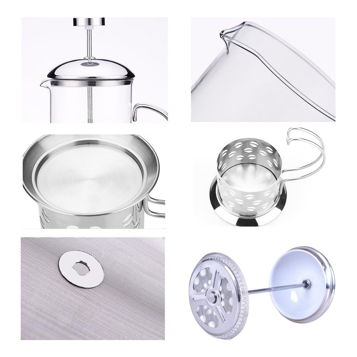 GENERICO - Tetera Cafetera Francesa Vidrio 600Ml Embolo Inoxidable