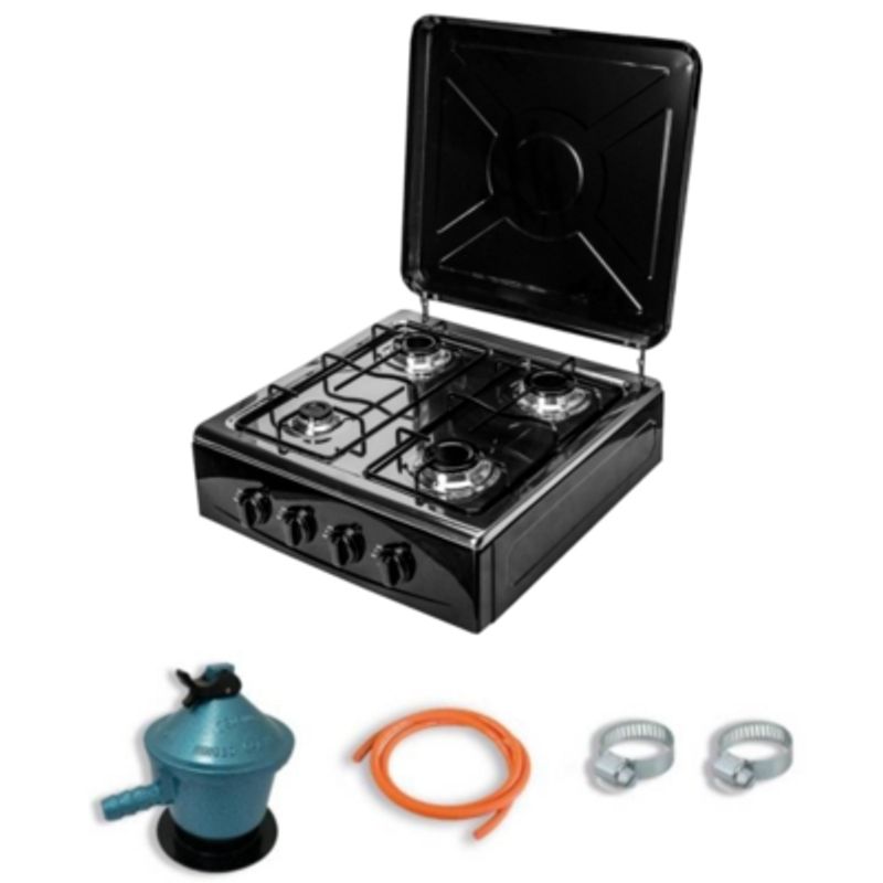 UTILISIMO - Cocina Encimera a Gas Licuado 4 Platos Premium + Kit de Instalación