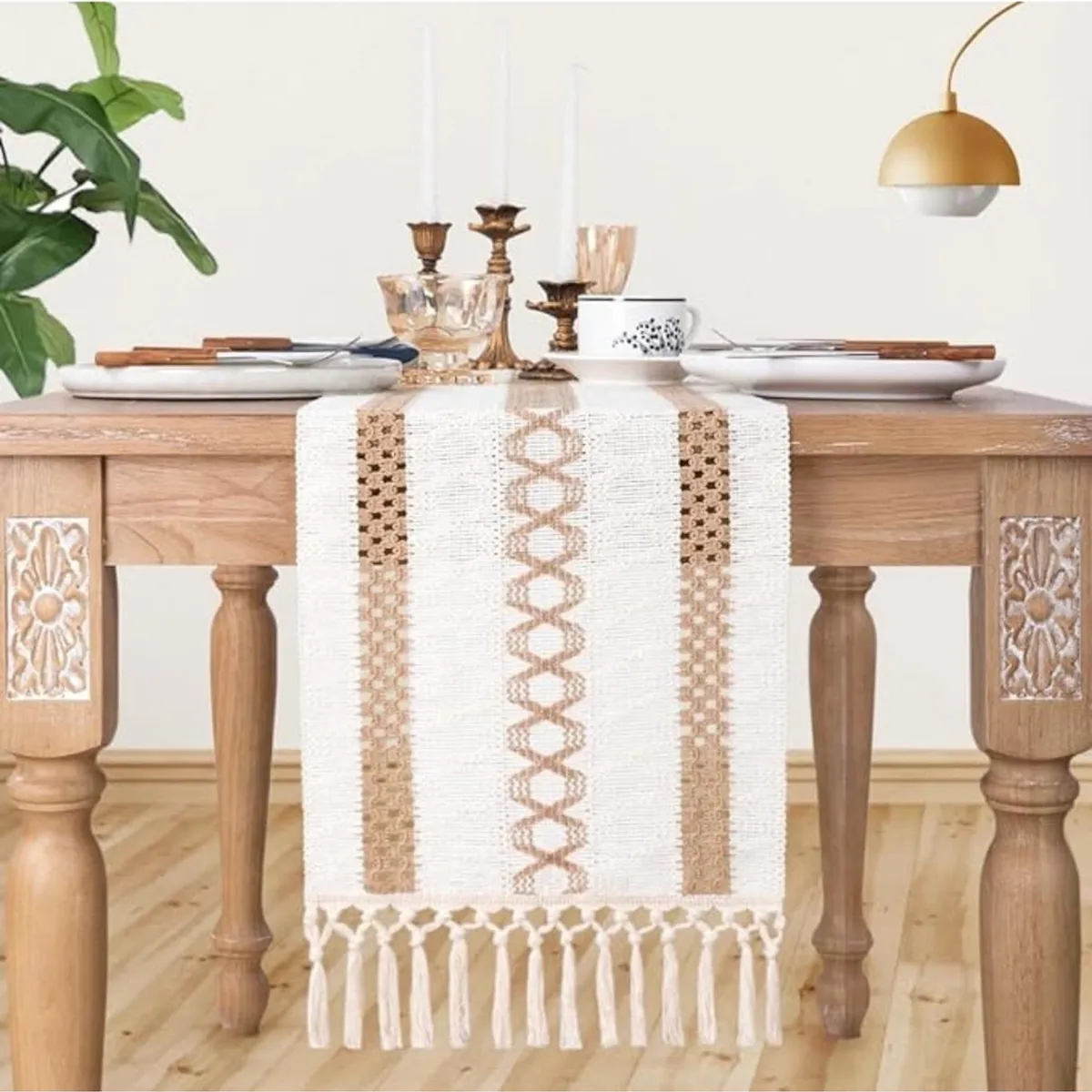 AZ AURAZEUS - Camino De Mesa Decoracion Yute Manteles De Centro 180 x 30