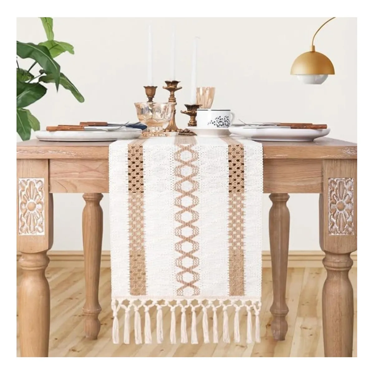 AZ AURAZEUS - Camino De Mesa Decoracion Yute Manteles De Centro 180 x 30