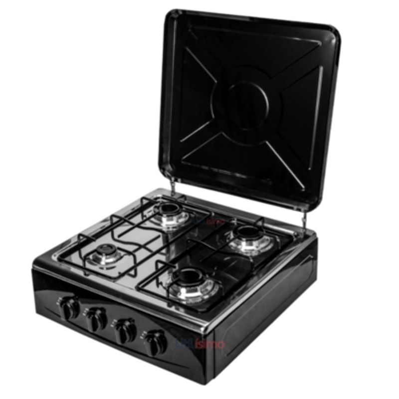 UTILISIMO - Cocina Encimera a Gas Licuado 4 Platos Negra Premium