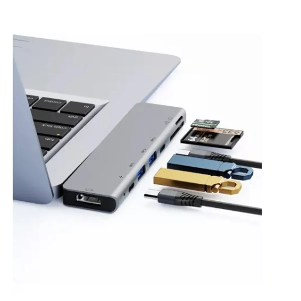 GENERICO - Adaptador Usb C 7 En 1 Hdmi Sd  Usb 3.0 Pd Para Macbook Pro
