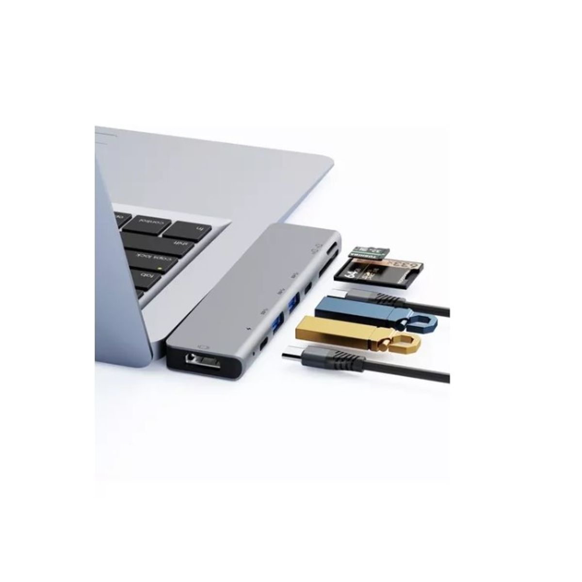 GENERICO - Adaptador Usb C 7 En 1 Hdmi Sd  Usb 3.0 Pd Para Macbook Pro