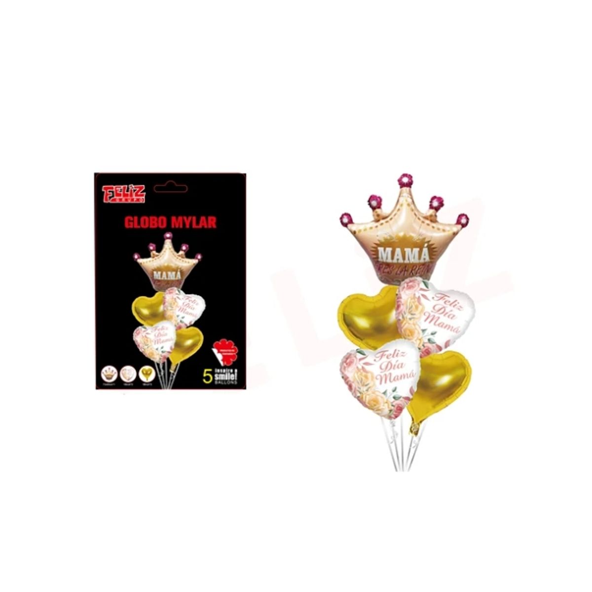 GENERICO - Set Globos Mamá Eres La Reina Dorado