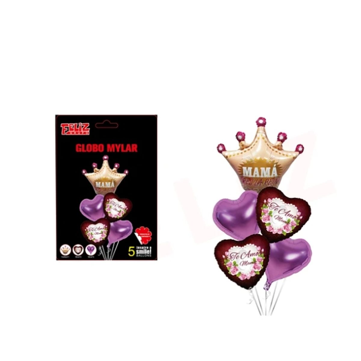 GENERICO - Set Globos Mamá Eres La Reina Violeta