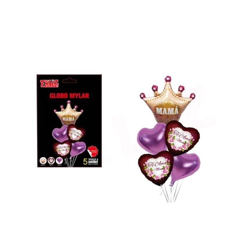 GENERICO - Set Globos Mamá Eres La Reina Violeta