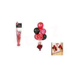 GENERICO - Set Globos Rojo Y Negro Con Soporte 6 Pcs Te Amo