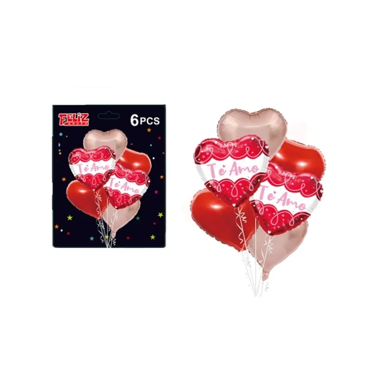 GENERICO - Set Globos Te Amo Color Rojo 6 Pcs