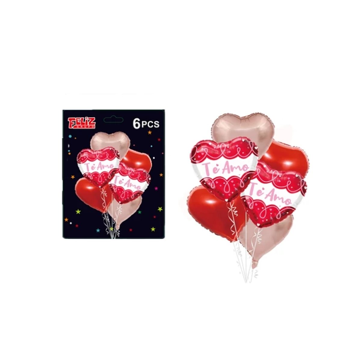 GENERICO - Set Globos Te Amo Color Rojo 6 Pcs