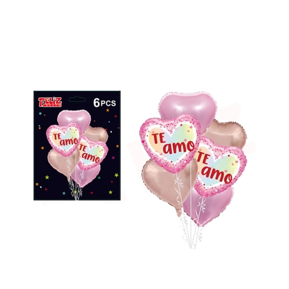 GENERICO - Set Globos Te Amo Color Rosado 6 Pcs