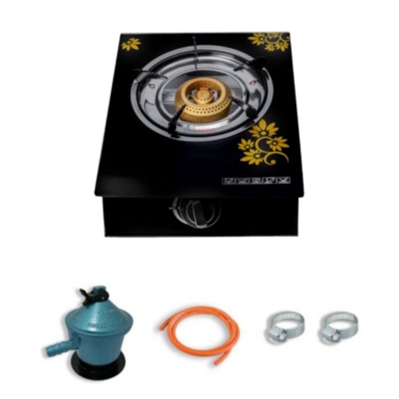 LINE - Cocinilla Encimera a Gas Licuado Vidrio 1 Plato + KIT instalación