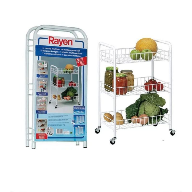 GENERICO - Carrito De Cocina Multiusos, 3 Estantes, 41x26x60 Cm. Rayen