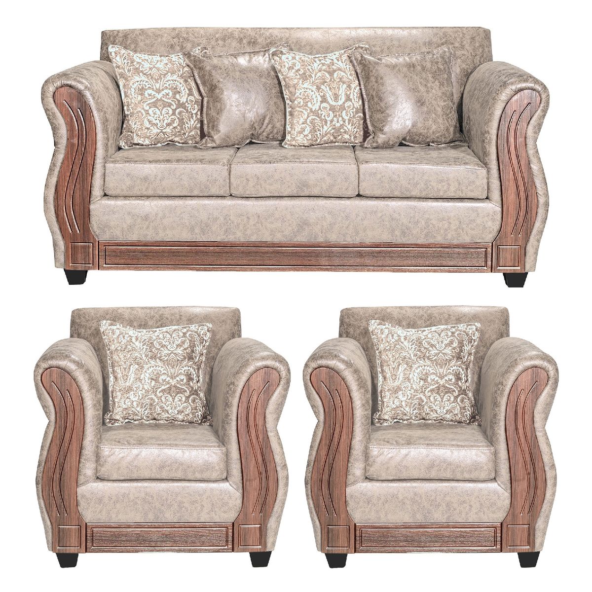 ADONIS LEUDH - Living 3+1+1 Caburgua Envejecido Beige x