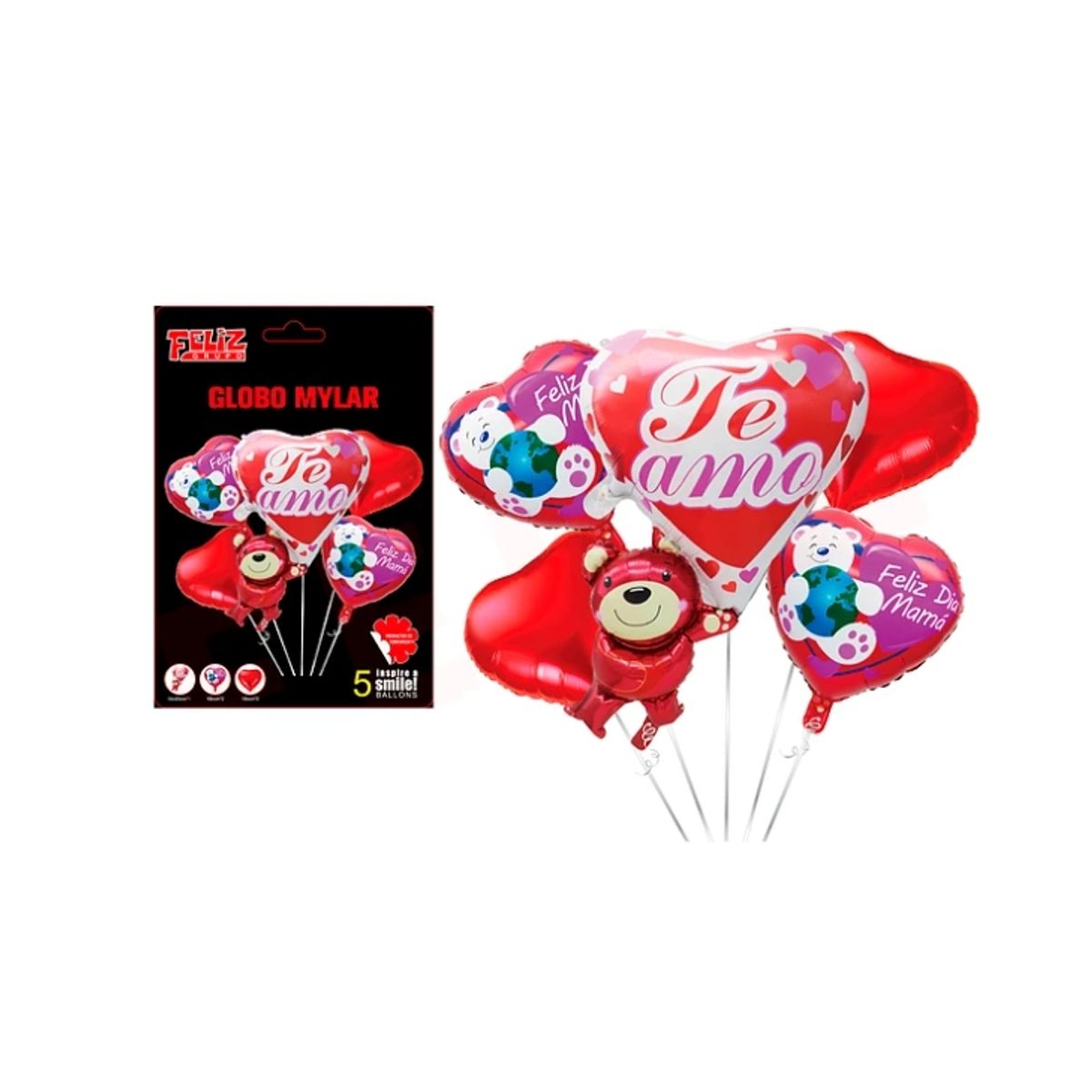 GENERICO - Set Globos Te Amo Con Ositos Estampados