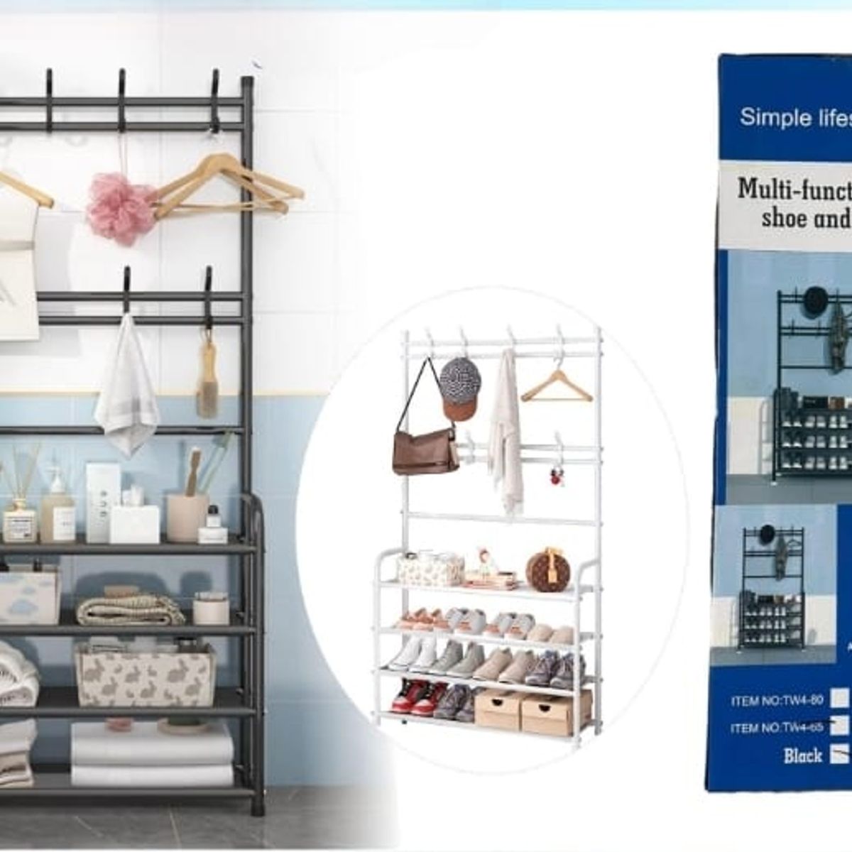 GENERICO - Zapatero Organizador Colgador  Perchero Color Negro 4 niveles