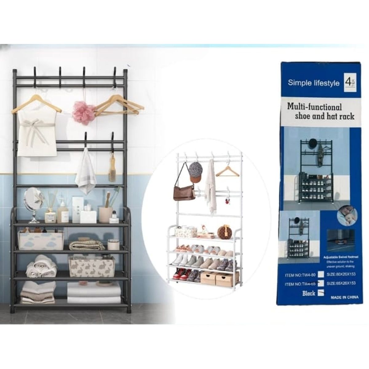 GENERICO - Zapatero Organizador Colgador  Perchero Color Negro 4 niveles