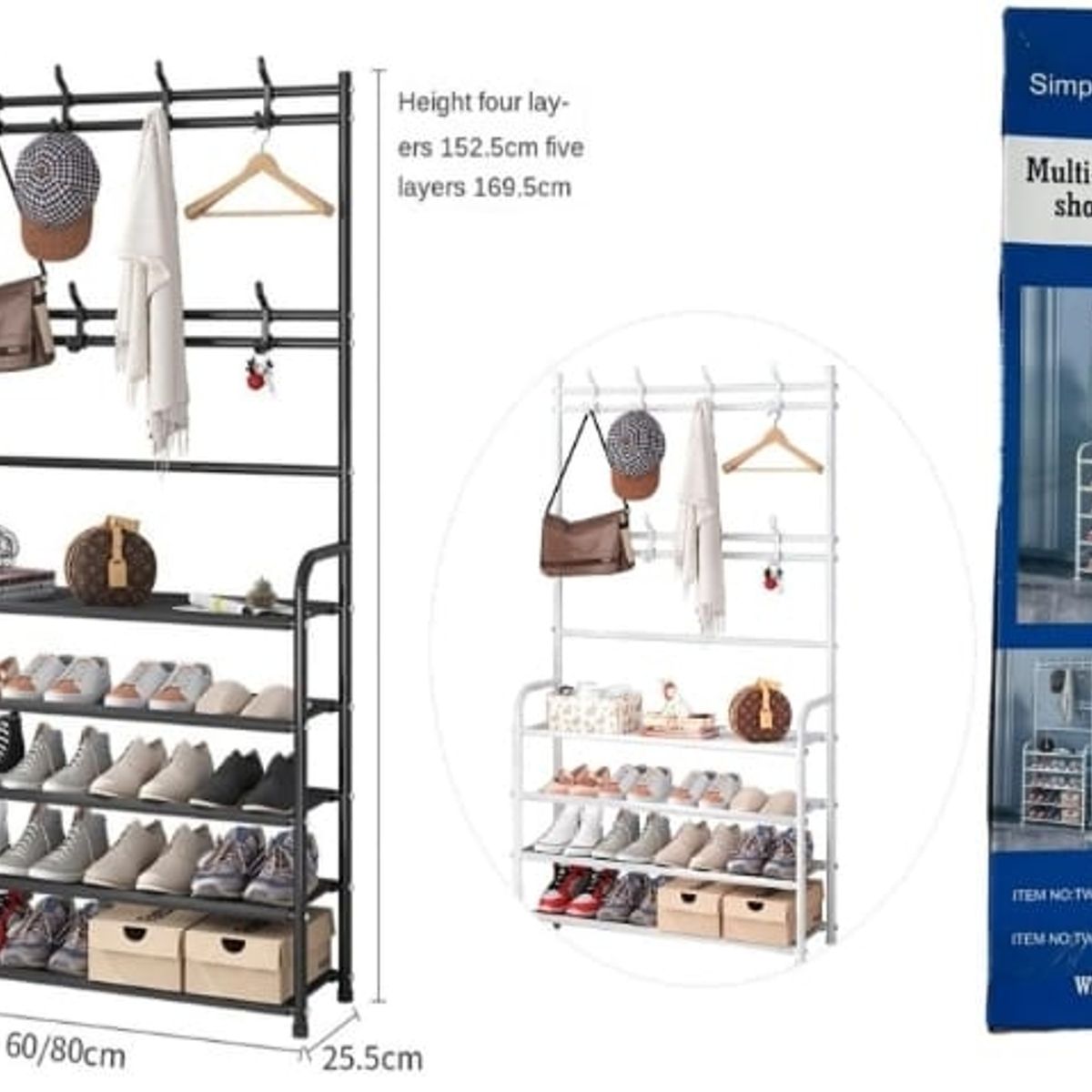 GENERICO - Zapatero Organizador Colgador  Perchero Color Negro 5 niveles